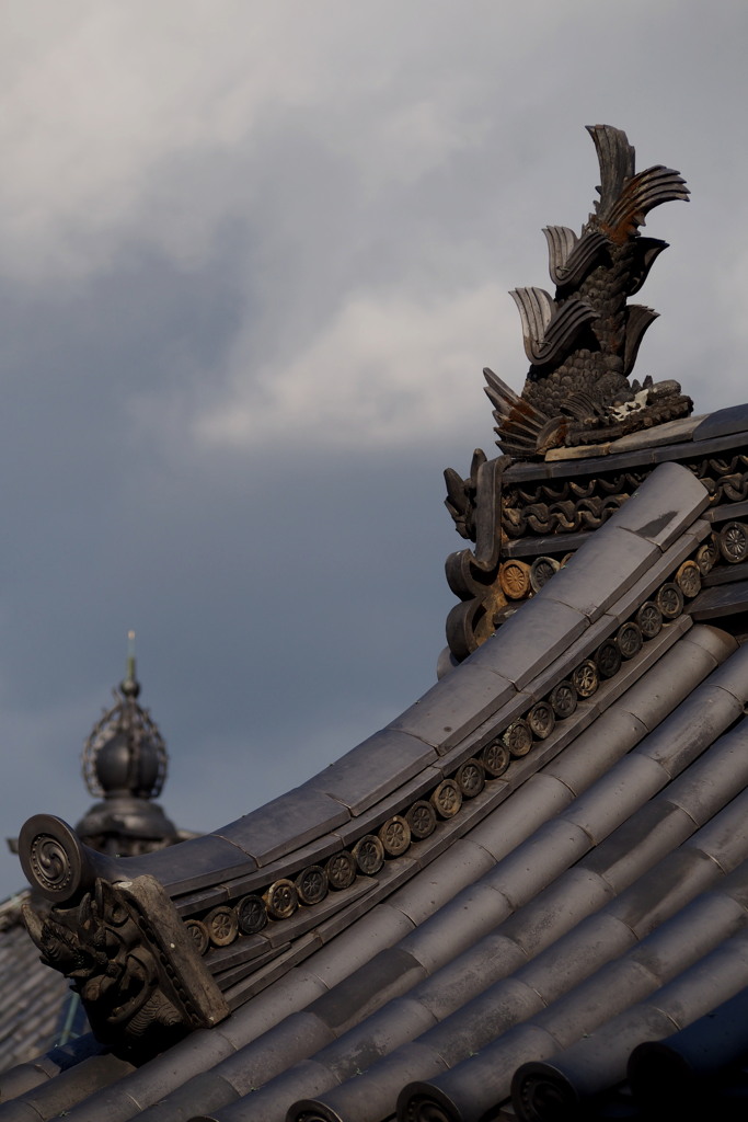 寒気入る 天平の屋根 しぐれ雲