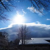 雪止みて 朝陽まぶしや ウォーク道