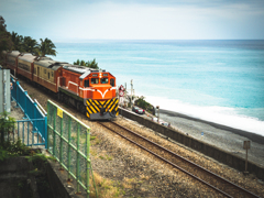 Taiwan railway running on the coast