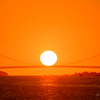 The sun on the Akashi Bridge