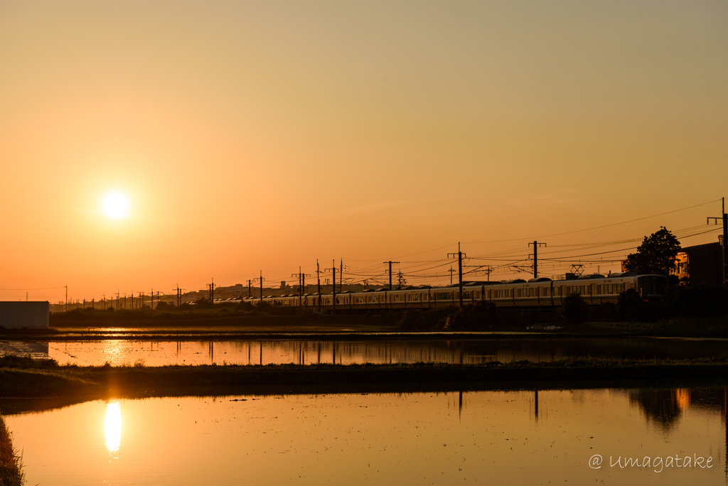 夕日に向かって疾走