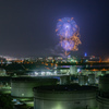 工場夜景と花火