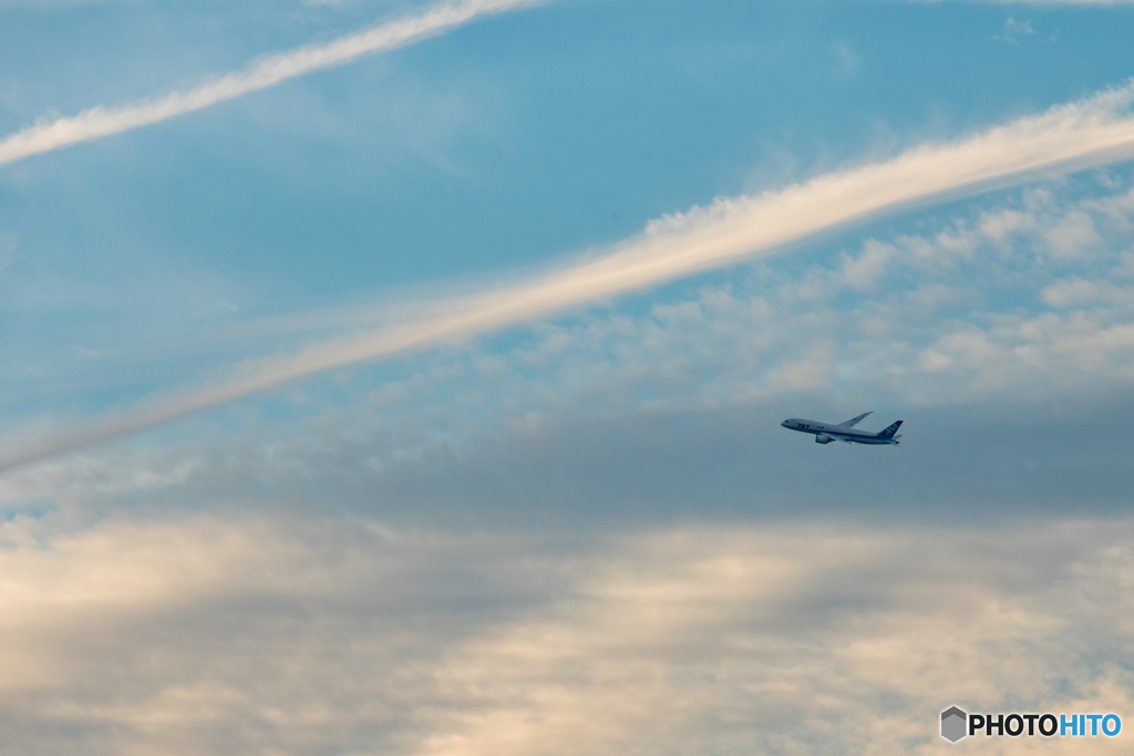 飛行機雲と787