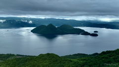 雨の洞爺湖