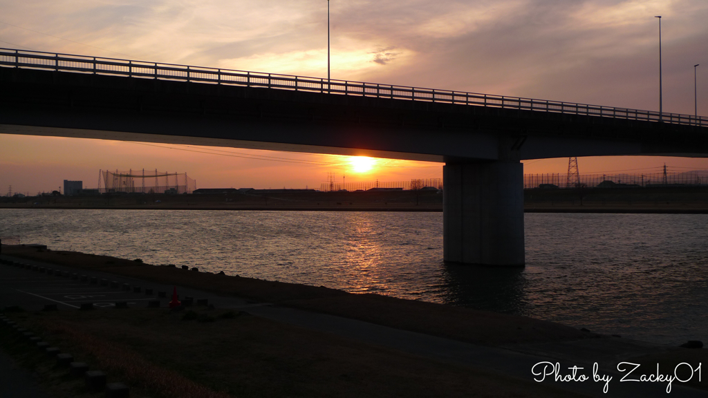 筑後川の夕日