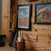 山小屋カフェ　／北アルプスの山小屋の絵が
