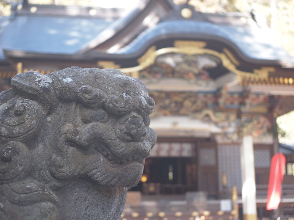 狛犬と宝登山神社