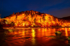 香嵐渓の紅葉ライトアップ2