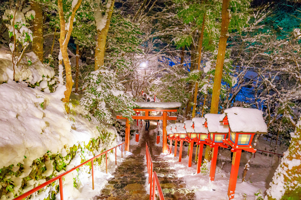 貴船神社の積雪限定ライトアップ15