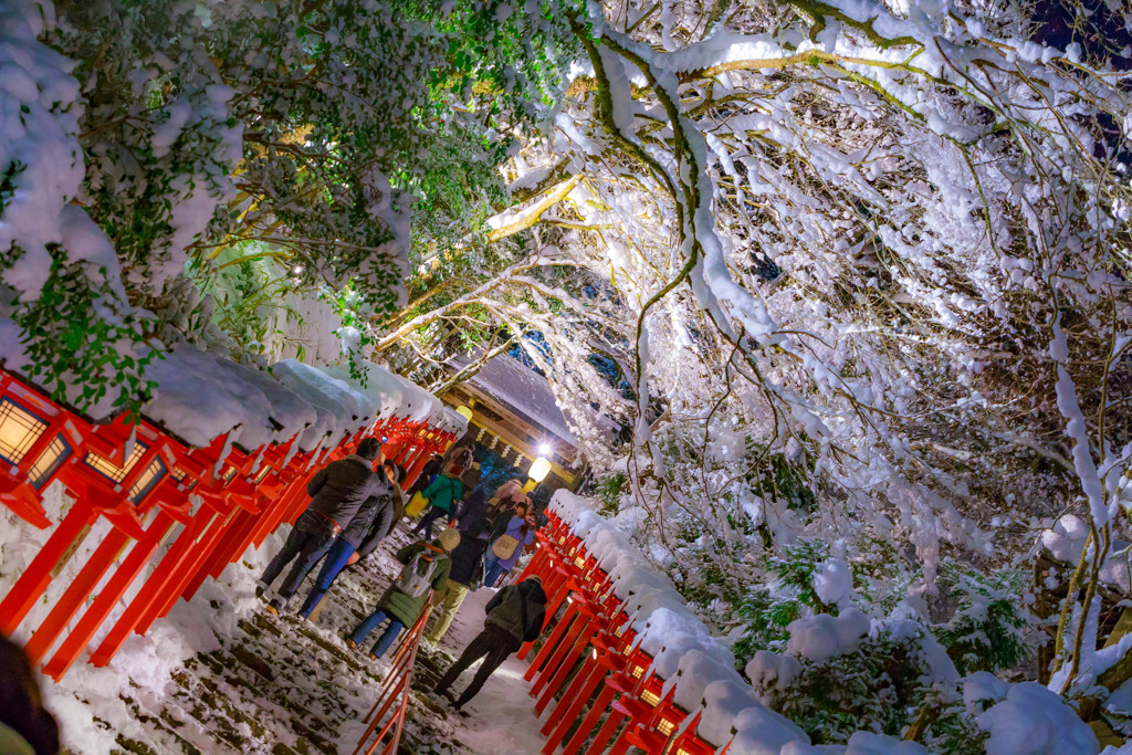 貴船神社の積雪限定ライトアップ2