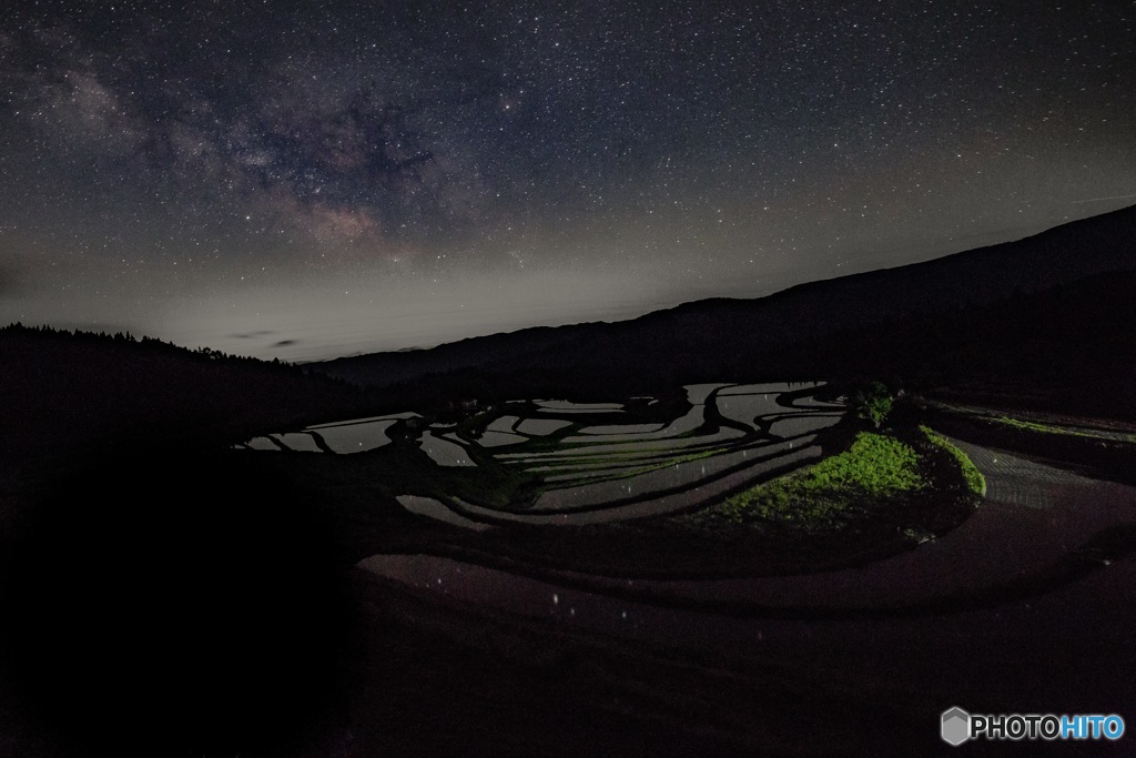 棚田の夜空