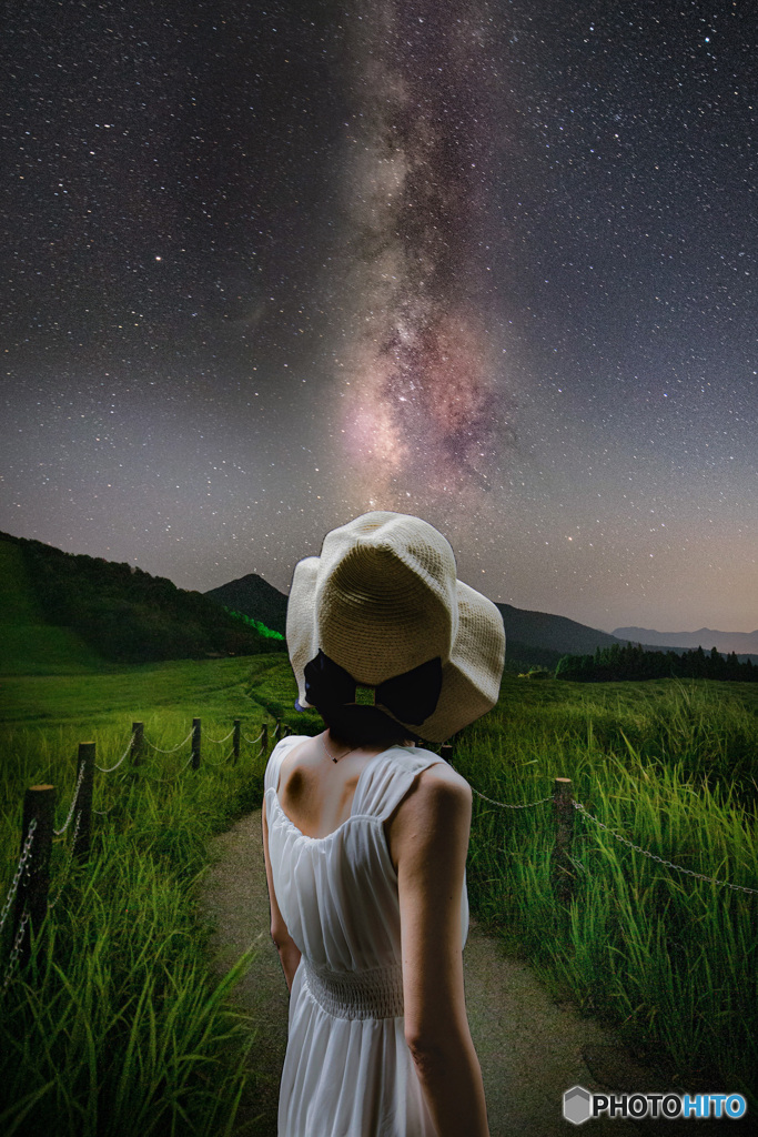 星空の下で。