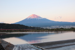 富士川橋から撮影した富士川と富士山