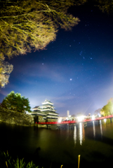 冬の夜空と松本城