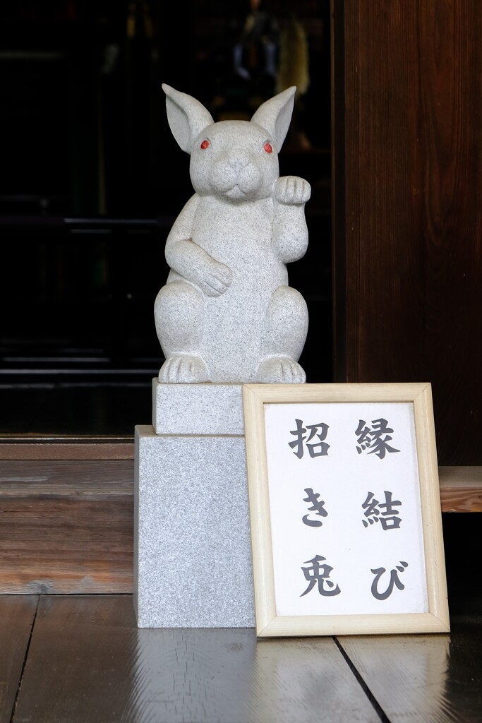 岡崎神社　招き猫ならぬ招き兎