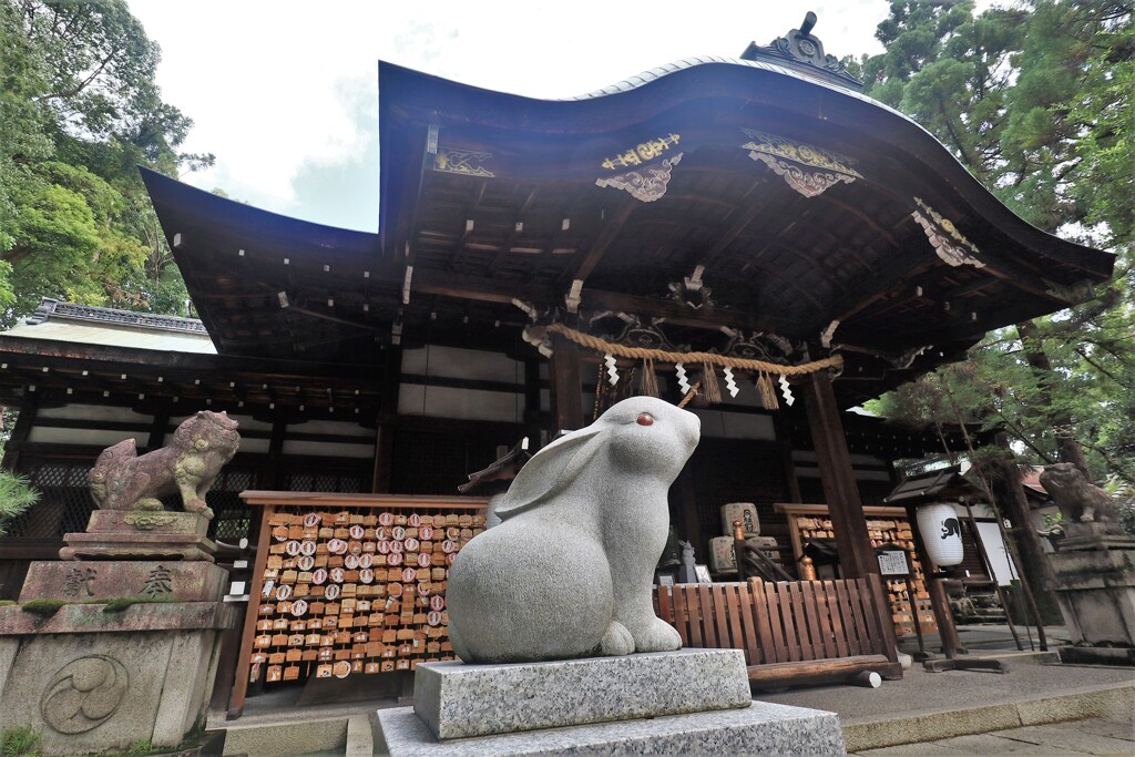 岡崎神社　狛犬　狛兎
