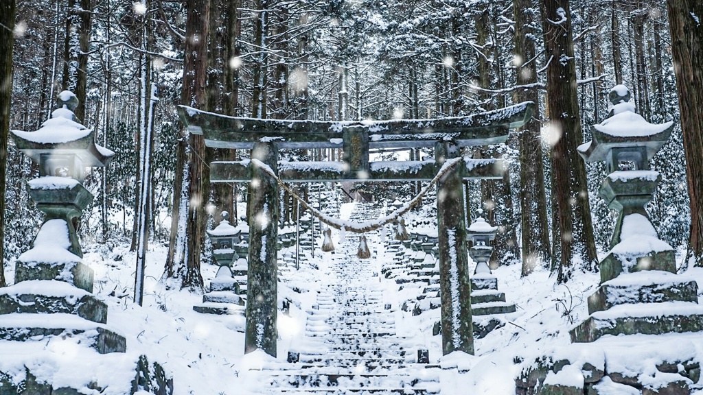 上色見熊野座神社　雪景色
