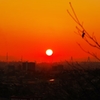 夕陽　滝の水より