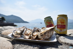 牡蛎とビール