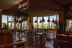 テラスに面した喫茶店