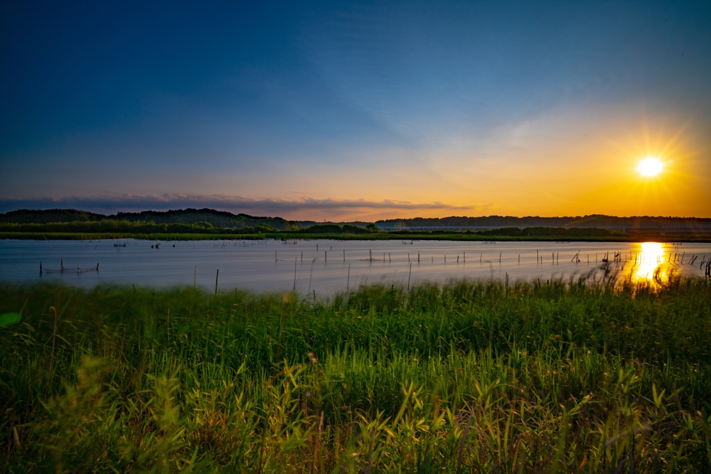 印旛沼夕景