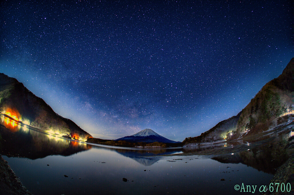 精進湖天の川魚眼レンズ