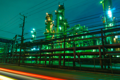 川崎工場夜景東燃ゼネラル石油３（光線入り）
