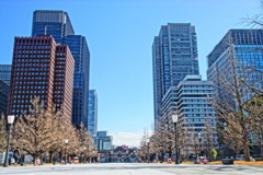 高層ビル群と東京駅