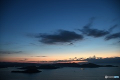 向島の高見山からの朝焼け