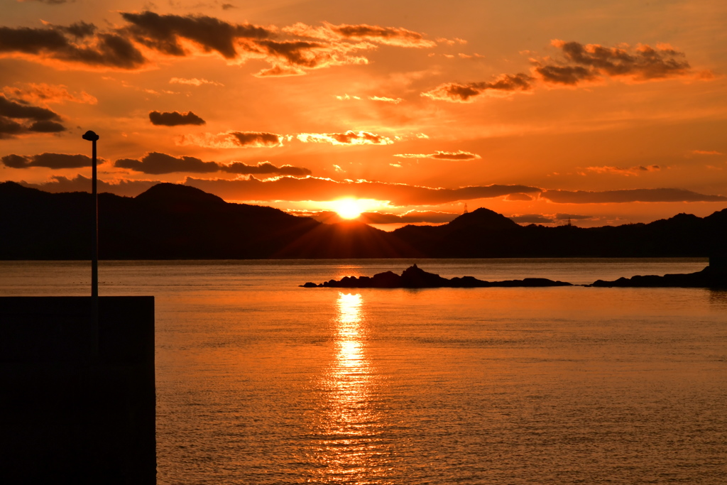 向島からの夕陽