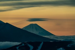 朝日の富士山