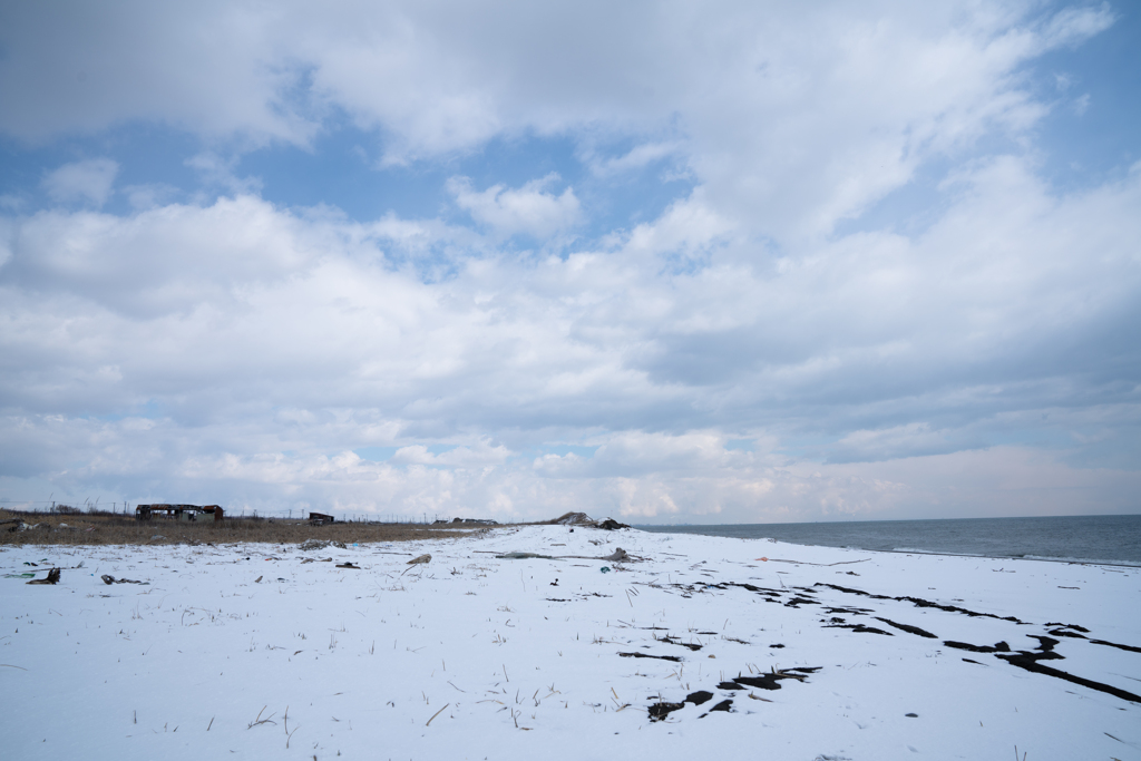 白老　社台海岸　雪景色