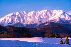 冬の大山夕景