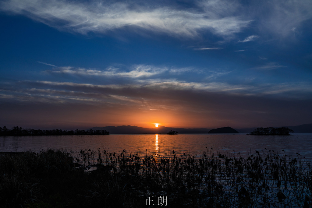 琵琶湖の夕景