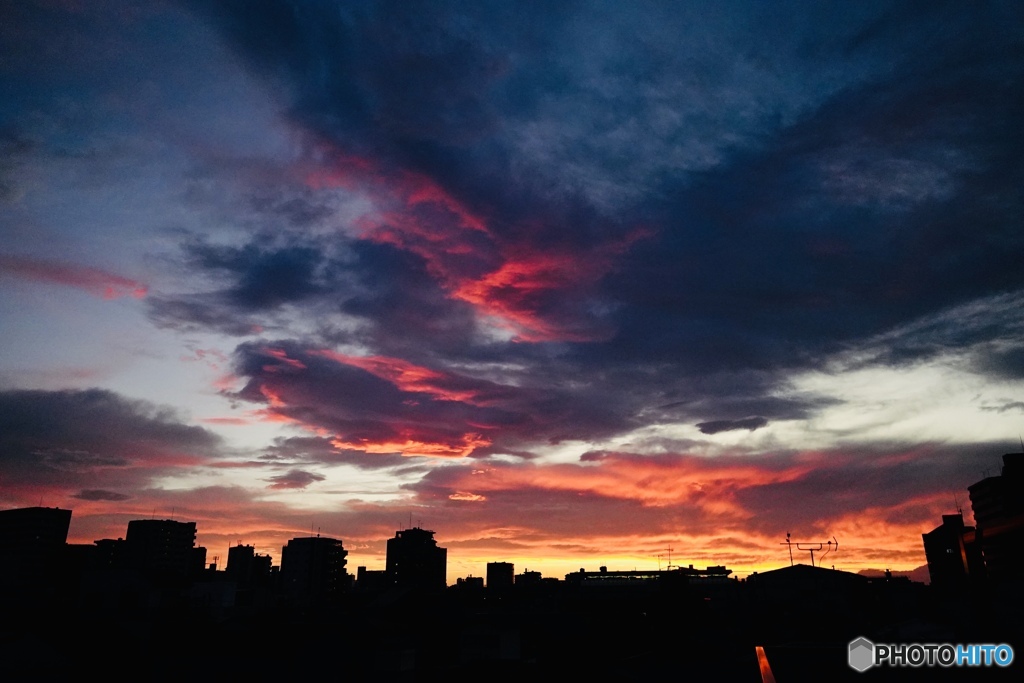 台風一過の夕暮れ