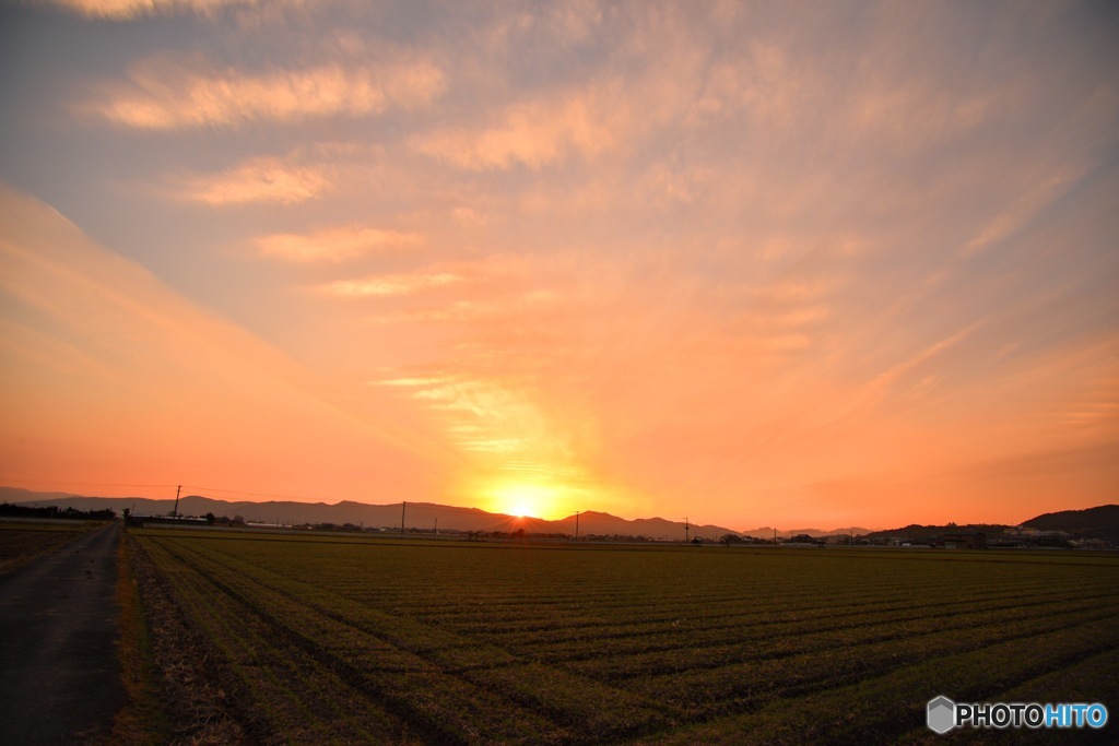 田舎町の夕焼け