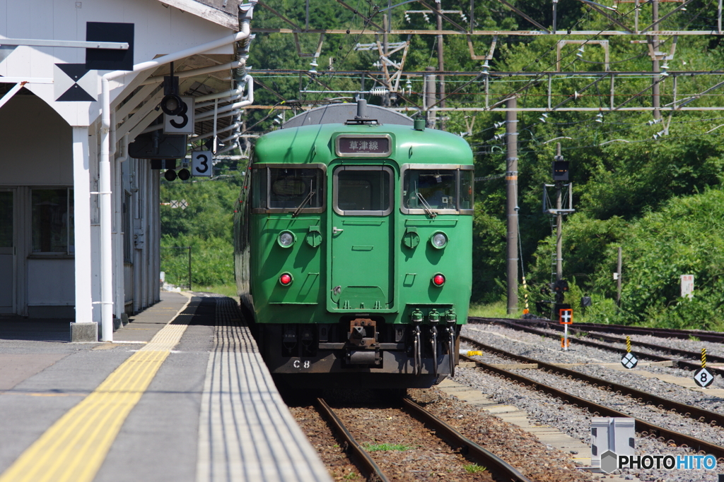 緑をバックに走る緑