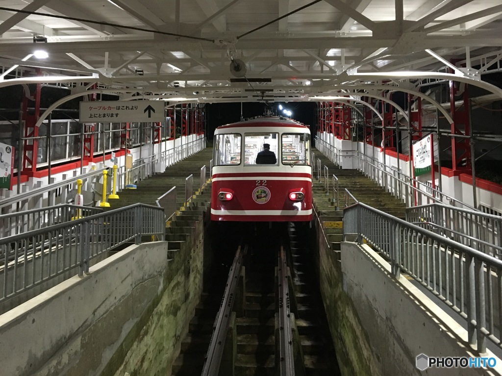 高野山駅にて三代目高野山ケーブルカー