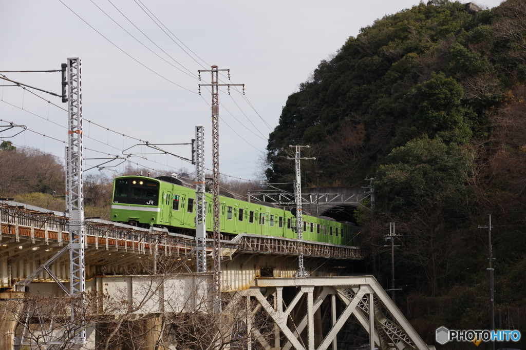 第四大和川橋梁を渡る201系