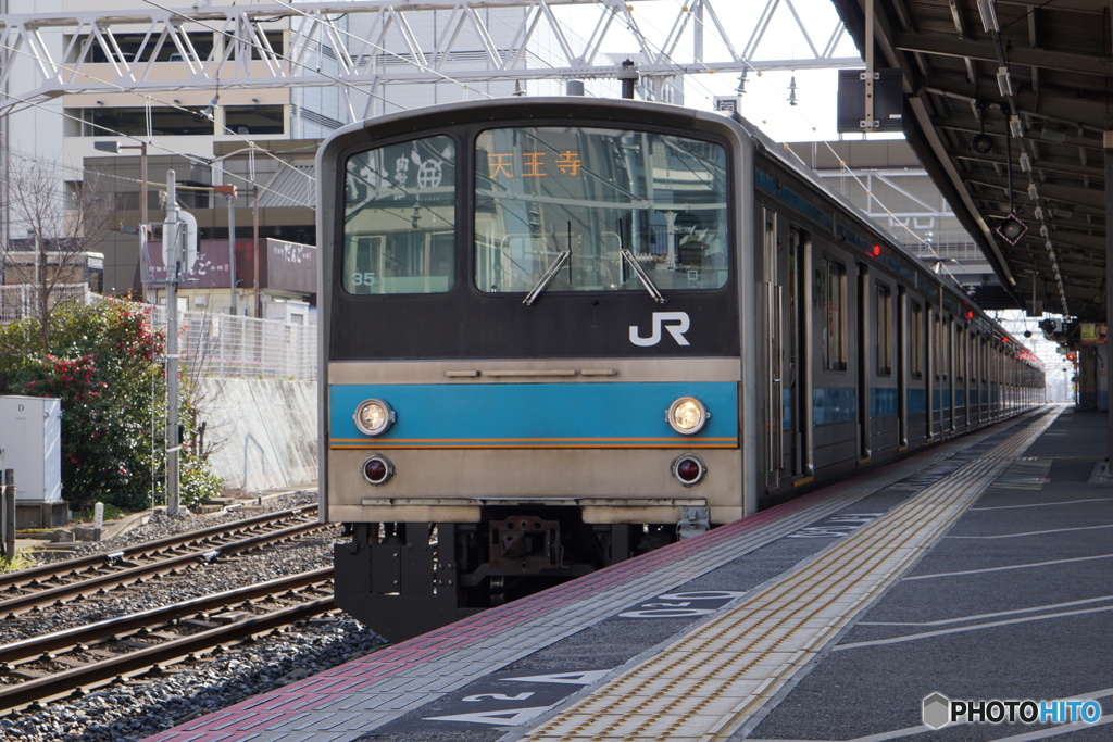 鳳駅にて阪和線の205系