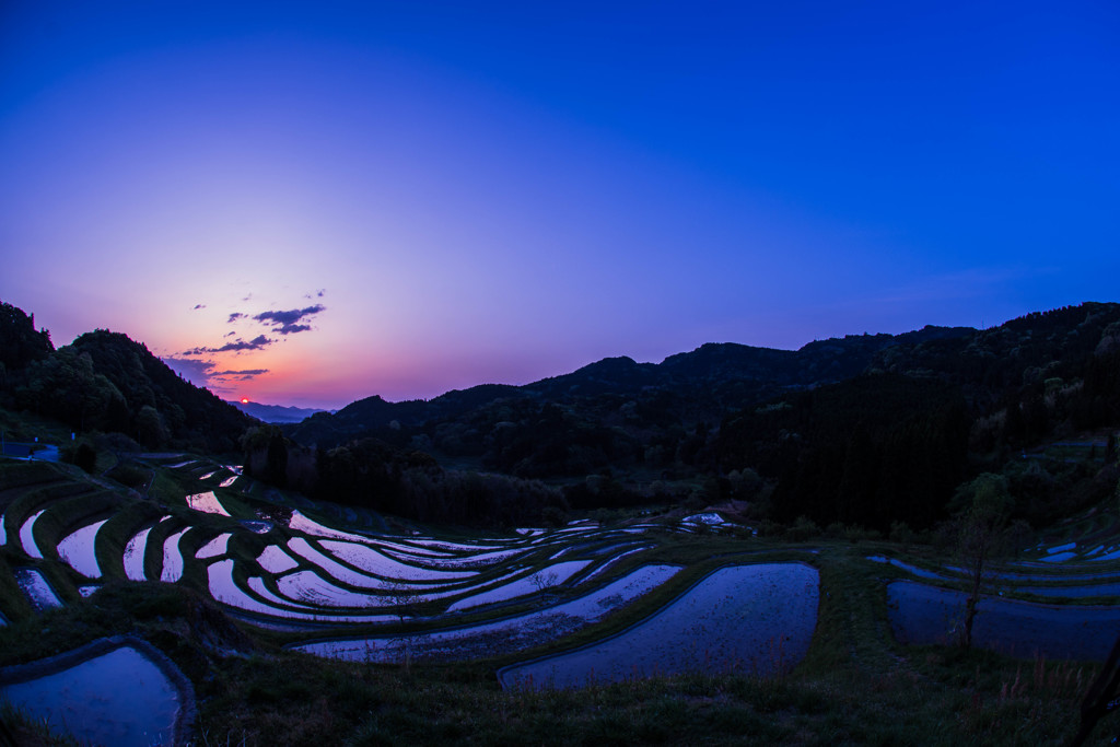 棚田の夜明け