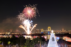 台場花火　比較明合成