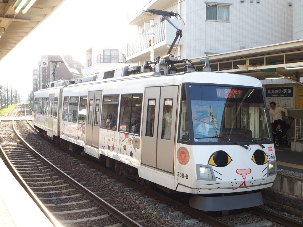 東京急行電鉄300系308F 幸運の招き猫電車(松陰神社前)