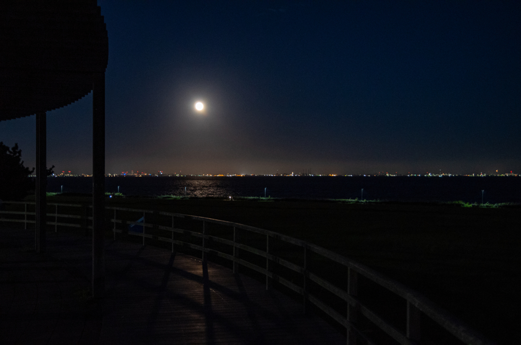 浦安夜景 テラスから望む名月