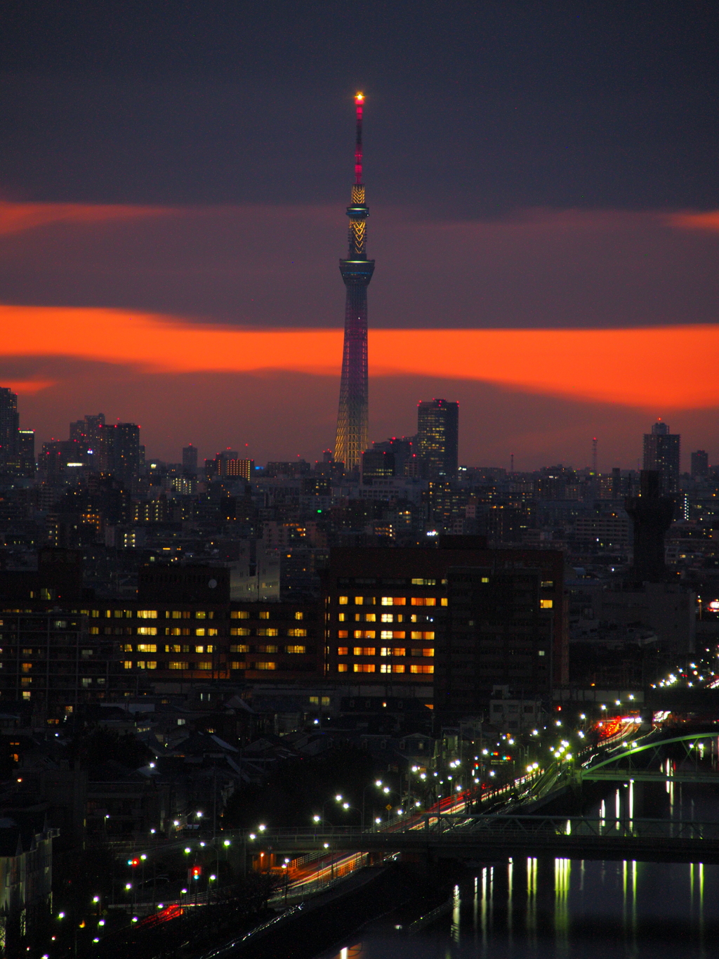 浦安夕景 + スカイツリー(ライティング:明花)