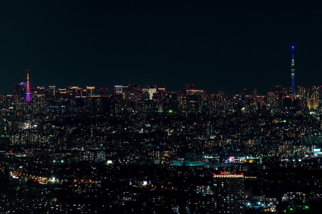 東京夜景 東京タワー＆東京スカイツリー