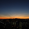 夕焼けと月