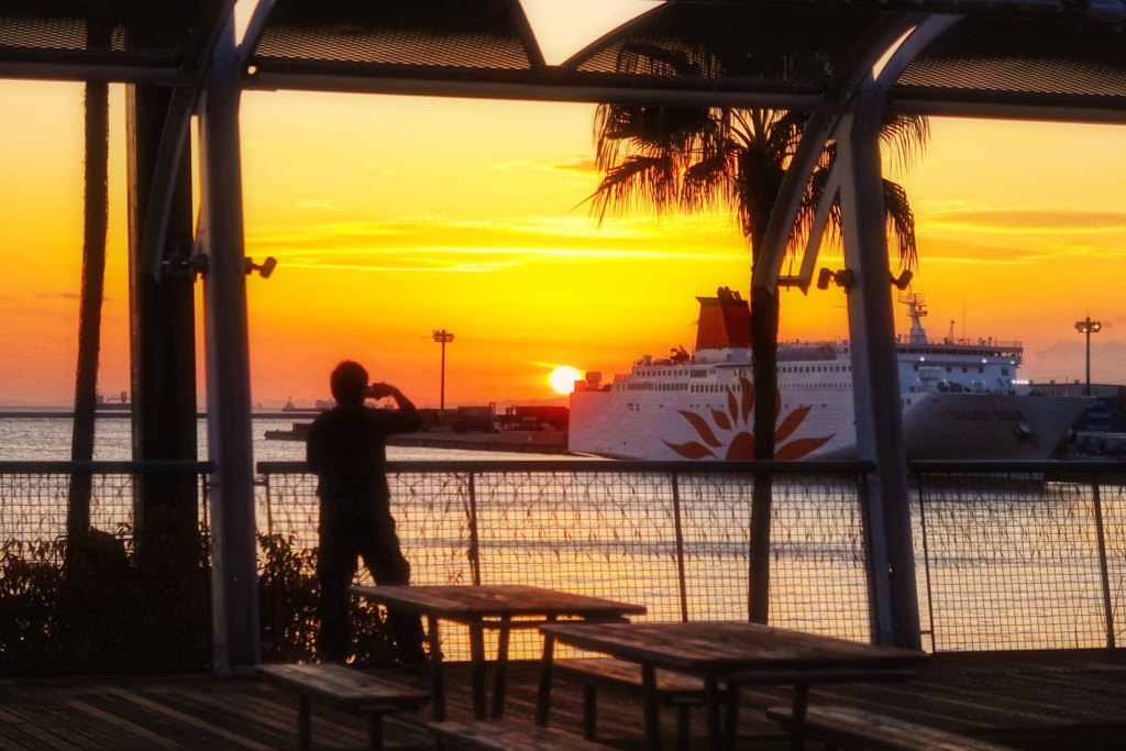 夕陽を撮る 