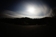 夜の砥峰高原、月