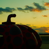 夕暮れと赤カボチャ